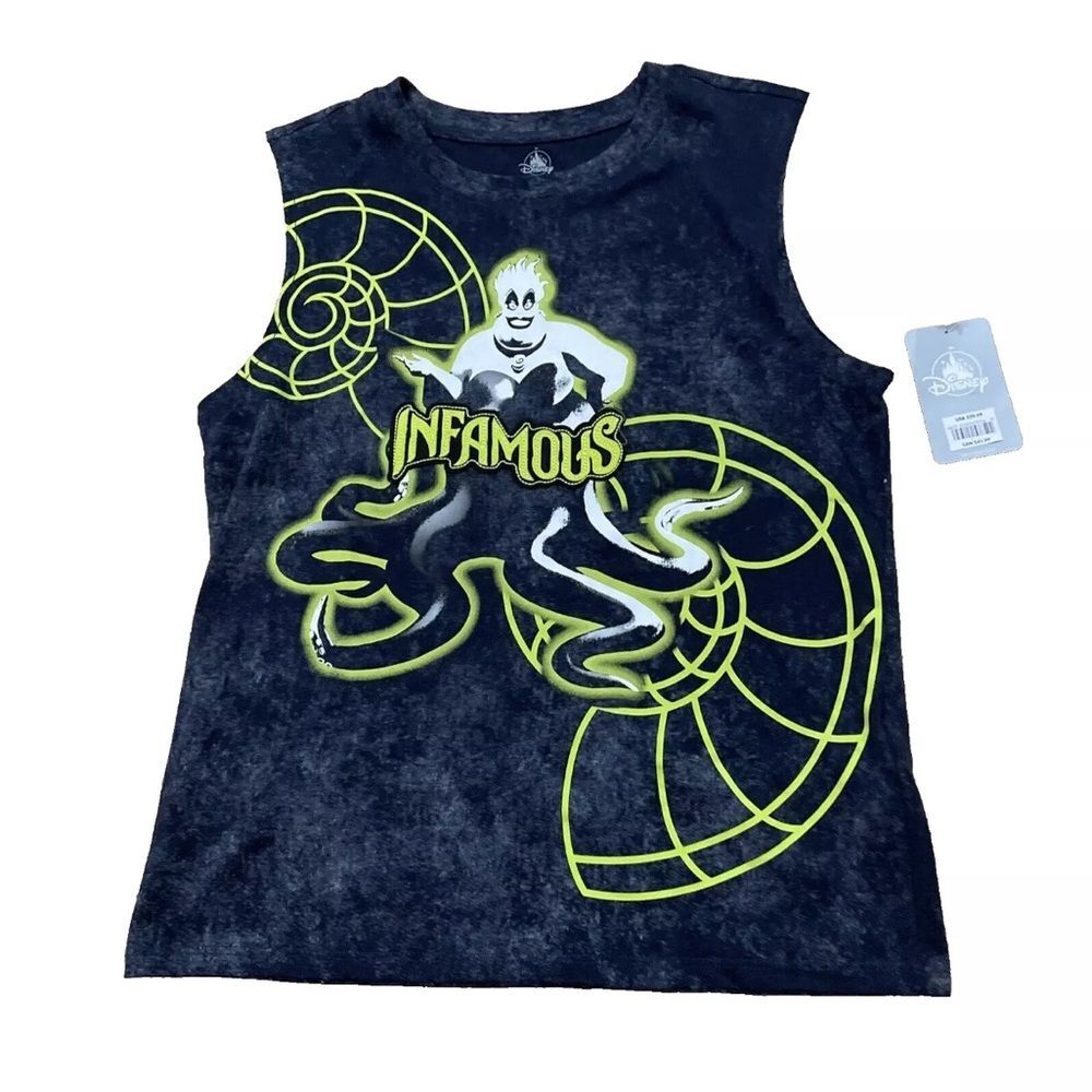 DISNEY INFAMOUS Tank Top XS Ursula SeaWitch Graphic Little Mermaid New Black